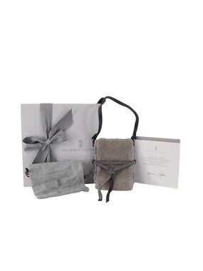 Brunello Cucinelli Purse 5 x 7 x 1 Gray Silver Metallic With Box Crossbody Purse